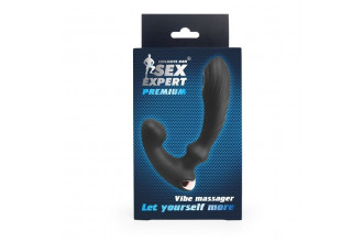 Черный вибромассажер простаты Sex Expert - 14,5 см.