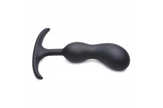 Черный массажер простаты с утяжелителями Premium Silicone Weighted Prostate Plug Medium - 16,3 см.