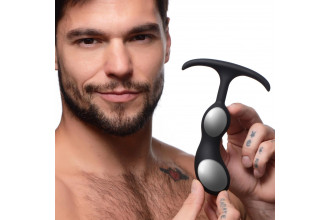 Черный массажер простаты с утяжелителями Premium Silicone Weighted Prostate Plug Medium - 16,3 см.