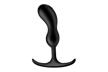 Черный массажер простаты с утяжелителями Premium Silicone Weighted Prostate Plug Medium - 16,3 см.