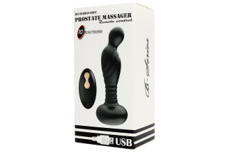 Черный массажер простаты с вибрацей и возвратно-поступательными движениями