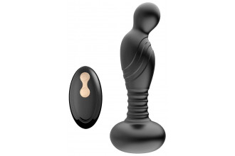 Черный массажер простаты с вибрацей и возвратно-поступательными движениями