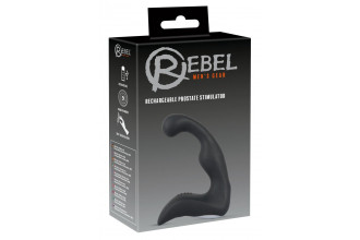 Черный перезаряжаемый стимулятор простаты с вибрацией - 14,6 см.