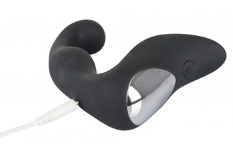 Черный перезаряжаемый стимулятор простаты с вибрацией - 14,6 см.