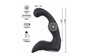 Черный перезаряжаемый стимулятор простаты с вибрацией - 14,6 см.