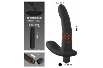 Черный вибромассажер простаты Naughty Finger Prostate Vibe - 13,8 см.