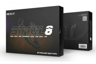 Черный вибромассажер простаты Nexus Simul8 Stroker Edition с кольцами для пениса и мошонки