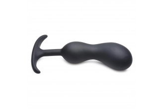 Черный массажер простаты с утяжелителями Premium Silicone Weighted Prostate Plug Large - 18,8 см.