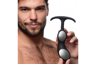 Черный массажер простаты с утяжелителями Premium Silicone Weighted Prostate Plug Large - 18,8 см.