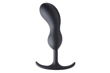 Черный массажер простаты с утяжелителями Premium Silicone Weighted Prostate Plug Large - 18,8 см.