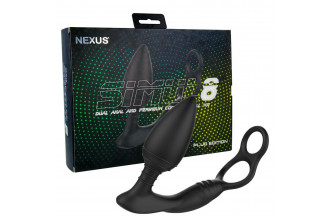 Черная анальная пробка NEXUS SIMUL8 Plug Edition с фиксацией на теле кольцами