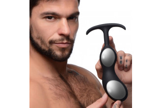 Черный массажер простаты с утяжелителями Premium Silicone Weighted Prostate Plug XL - 20,8 см.