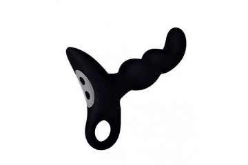 Черный силиконовый анальный вибромассажер-ёлочка Erokay