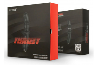 Черный вибромассажер простаты Nexus Thrust с возвратно-поступательными движениями