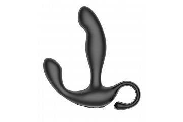 Черный вибромассажер простаты с эффектом фингеринга и пультом ДУ