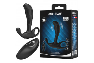 Черный изогнутый массажёр простаты с вибрацией и пультом ДУ Черный изогнутый массажёр простаты с вибрацией и пультом ДУ