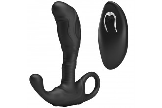 Черный изогнутый массажёр простаты с вибрацией и пультом ДУ Черный изогнутый массажёр простаты с вибрацией и пультом ДУ