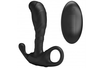 Черный изогнутый массажёр простаты с вибрацией и пультом ДУ Черный изогнутый массажёр простаты с вибрацией и пультом ДУ