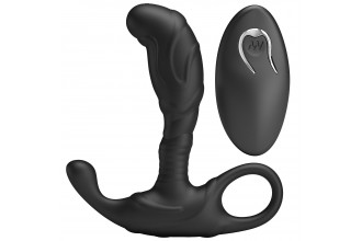 Черный изогнутый массажёр простаты с вибрацией и пультом ДУ