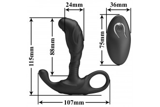 Черный изогнутый массажёр простаты с вибрацией и пультом ДУ Черный изогнутый массажёр простаты с вибрацией и пультом ДУ
