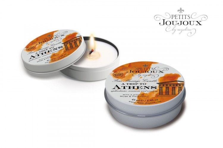 Массажная свеча Petits Joujoux Athens с ароматом муската и пачули - 33 гр.