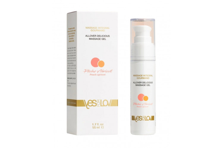Массажный гель-смазка Allover Delicious Massage Gel с ароматом персика и абрикоса - 50 мл.