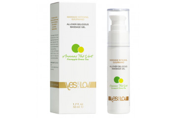 Универсальный массажный гель 3-в-1 Allover Delicious Massage Gel с ароматом ананаса и зеленого чая - 50 мл.