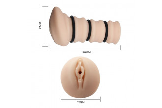 Мастурбатор-вагина с утягивающими кольцами Rossi Flesh 3D