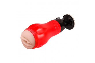 Красный мастурбатор-вагина Flora с присоской в основании Красный мастурбатор-вагина Flora с присоской в основании