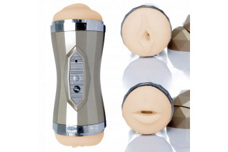 Двусторонний мастурбатор с вибрацией Double Delight - вагина и ротик