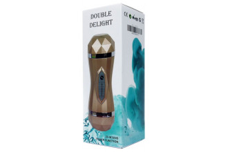 Двусторонний мастурбатор с вибрацией Double Delight - вагина и ротик