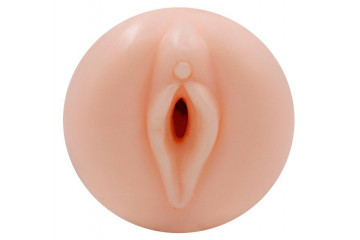 Телесный мастурбатор-вагина Miss в черной колбе