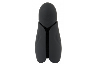 Черный силиконовый вибромастурбатор с нагревом Masturbator with 2 Functions