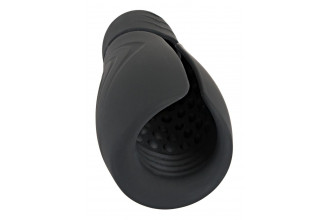 Черный силиконовый вибромастурбатор с нагревом Masturbator with 2 Functions