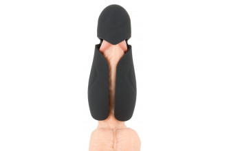 Черный силиконовый вибромастурбатор с нагревом Masturbator with 2 Functions