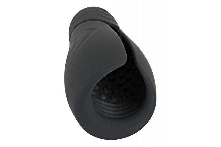 Черный силиконовый вибромастурбатор с нагревом Masturbator with 2 Functions