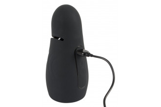 Черный силиконовый вибромастурбатор с нагревом Masturbator with 2 Functions