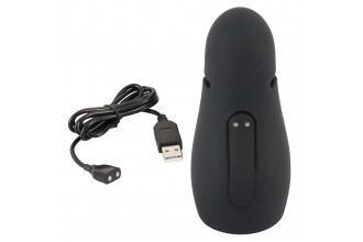 Черный силиконовый вибромастурбатор с нагревом Masturbator with 2 Functions