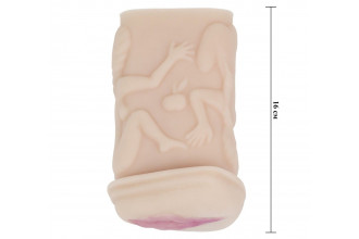 Телесный мастурбатор-вагина с фигурками на поверхности Телесный мастурбатор-вагина с фигурками на поверхности