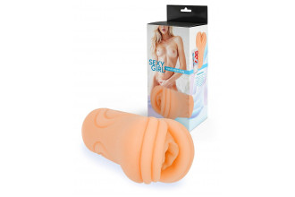 Телесный мастурбатор-вагина с рельефом на поверхности