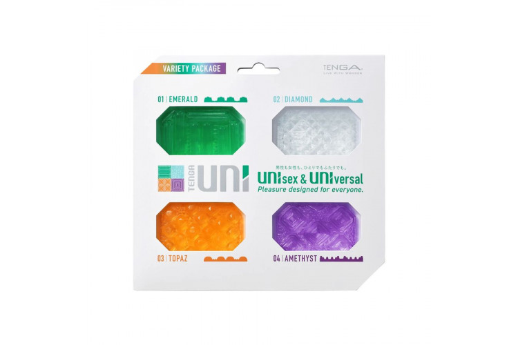 Набор из 4 мастурбаторов-стимуляторов Tenga Uni Variety Pack
