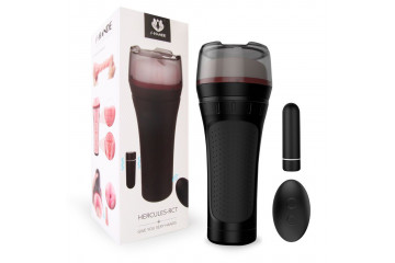 Черный мастурбатор-вагина с вибропулей и пультом ДУ