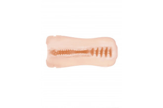 Телесный мастурбатор в виде вагины в пластиковой колбе