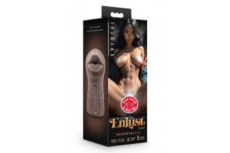 Коричневый мастурбатор-ротик Krystal Vibrating Masturbator