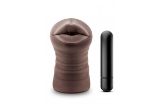 Коричневый мастурбатор-ротик Krystal Vibrating Masturbator