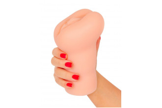 Телесный мастурбатор-вагина с 2 эрекционными кольцами в комплекте