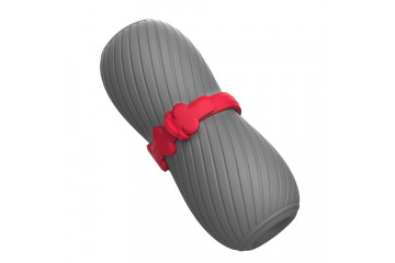 Серый эластичный мастурбатор с утяжкой