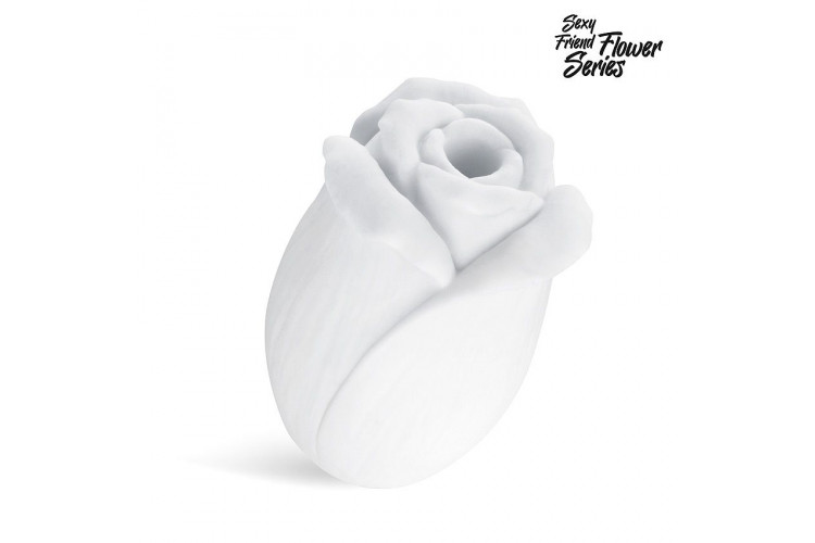 Белый нереалистичный мастурбатор в форме бутона цветка White Rose