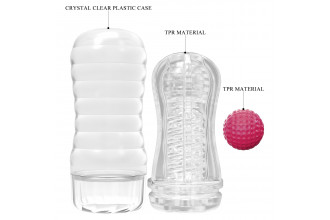 Прозрачный текстурированный мастурбатор Vacuum Cup Masturbator Black Hole