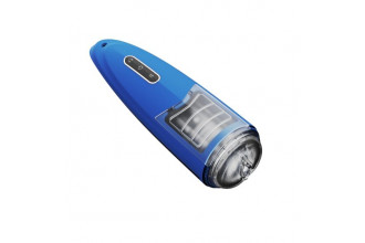 Синий мастурбатор с ротацией и аудиосопровождением